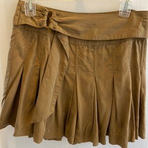 Free People Pleated Tan/Khaki 100% Tencel Skirt; Pleated Skirt, School Skirt